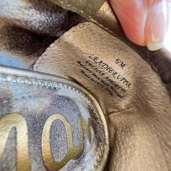 Sam Edelman Ballerina Flats Size 6 Felicia Leather Brown Rose Gold Stripes - Picture 9 of 10